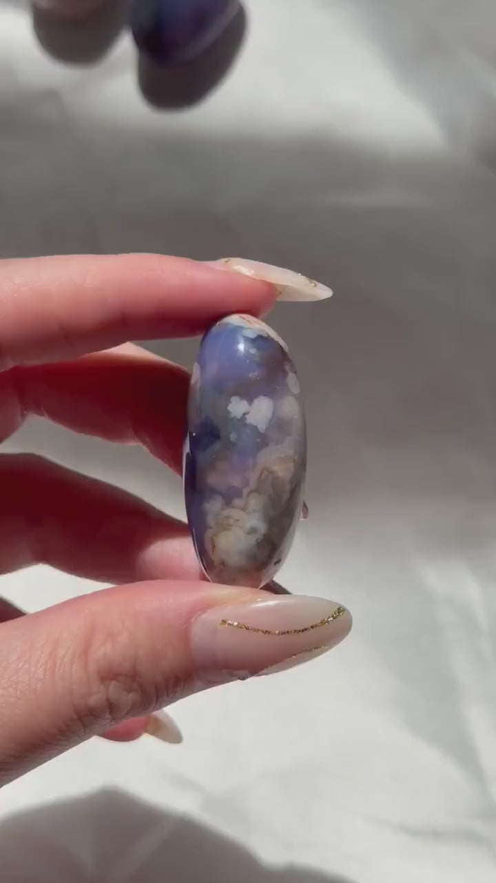 Blue Flower Agate Lingam Stone | Blue Flower Agate Shiva | Polished Crystal | Meditation Stone