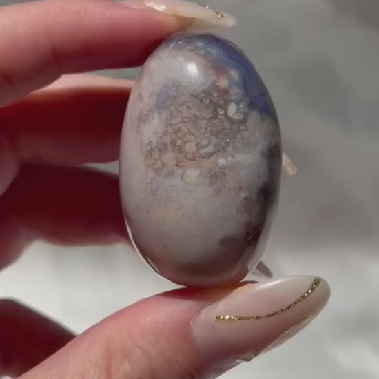 Blue Flower Agate Lingam Stone | Blue Flower Agate Shiva | Polished Crystal | Meditation Stone