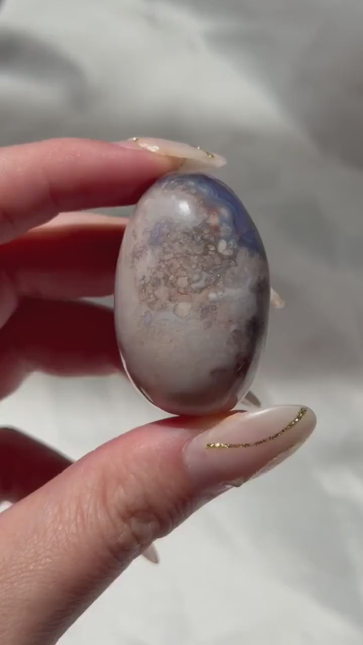 Blue Flower Agate Lingam Stone | Blue Flower Agate Shiva | Polished Crystal | Meditation Stone