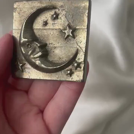 Gorgeous Pyrite Moon & Stars Carving from Peru