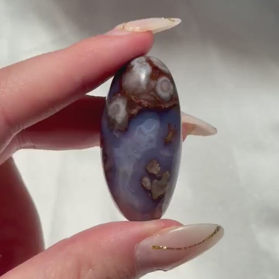 Blue Flower Agate Lingam Stone | Blue Flower Agate Shiva | Polished Crystal | Meditation Stone