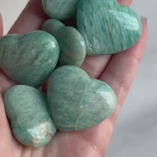 Gorgeous Amazonite Puffy Heart Carvings | Amazonite Hearts Intuitively Chosen