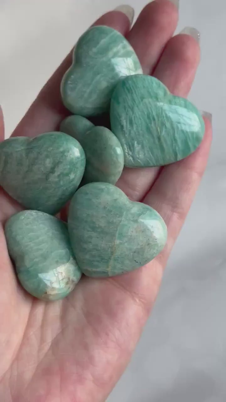 Gorgeous Amazonite Puffy Heart Carvings | Amazonite Hearts Intuitively Chosen
