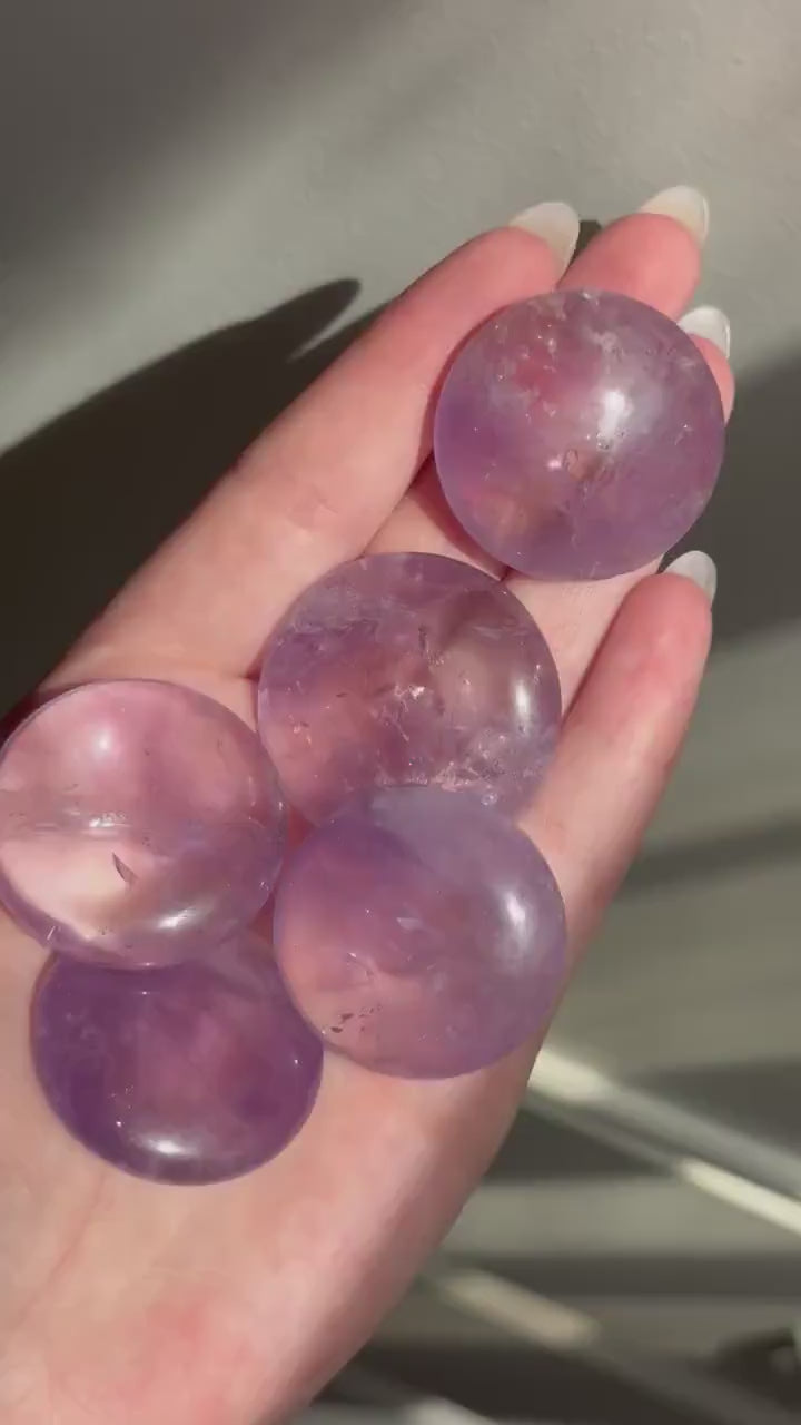 High Quality Amethyst Rounds | Amethyst Medallion Carvings Pocket Stone