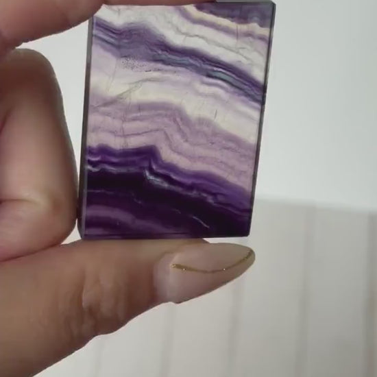 Banded Fluorite Window | Purple Fluorite Slice Fluorite Mini Slab Rectange Fluorite
