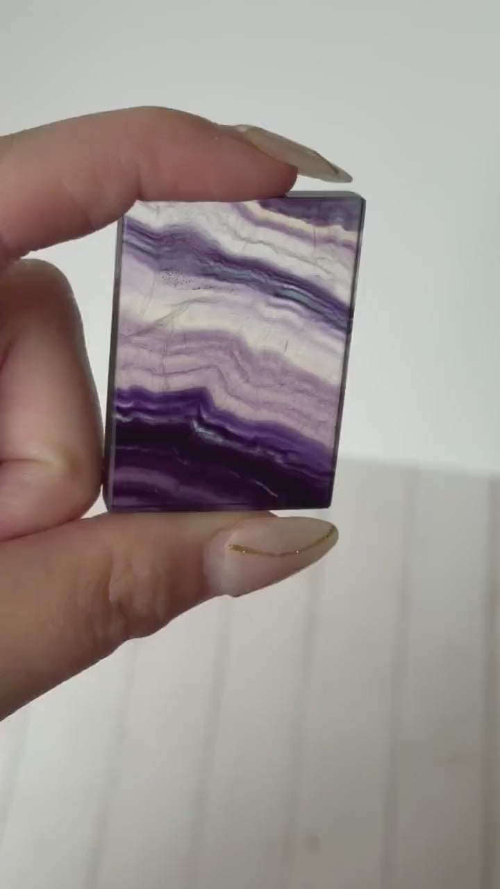 Banded Fluorite Window | Purple Fluorite Slice Fluorite Mini Slab Rectange Fluorite